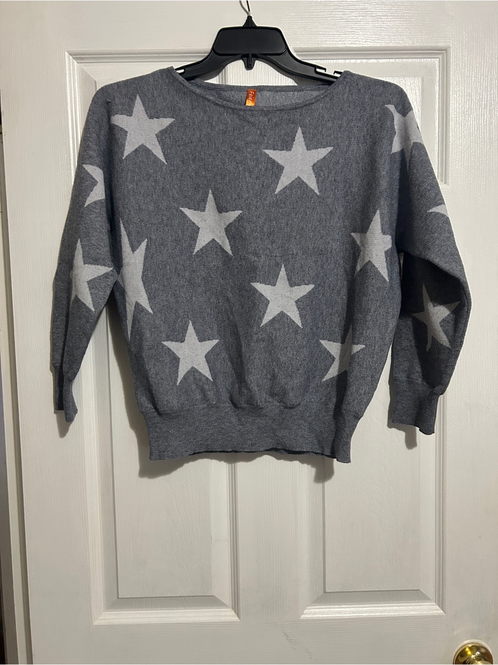 Gray Star-Print Crewneck Sweater - Women's